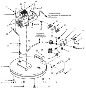 Air Compressor Parts Diagram and Parts List for WL504309AJ  Campbell Hausfeld Compressor